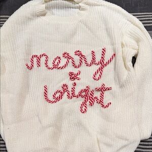 Cozy Cream Sweater with Red Festive Design